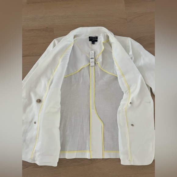 Jcrew Bristol Blazer In Stretch Linen Blend Double Breasted White Sz 20 NWT - Picture 6 of 8